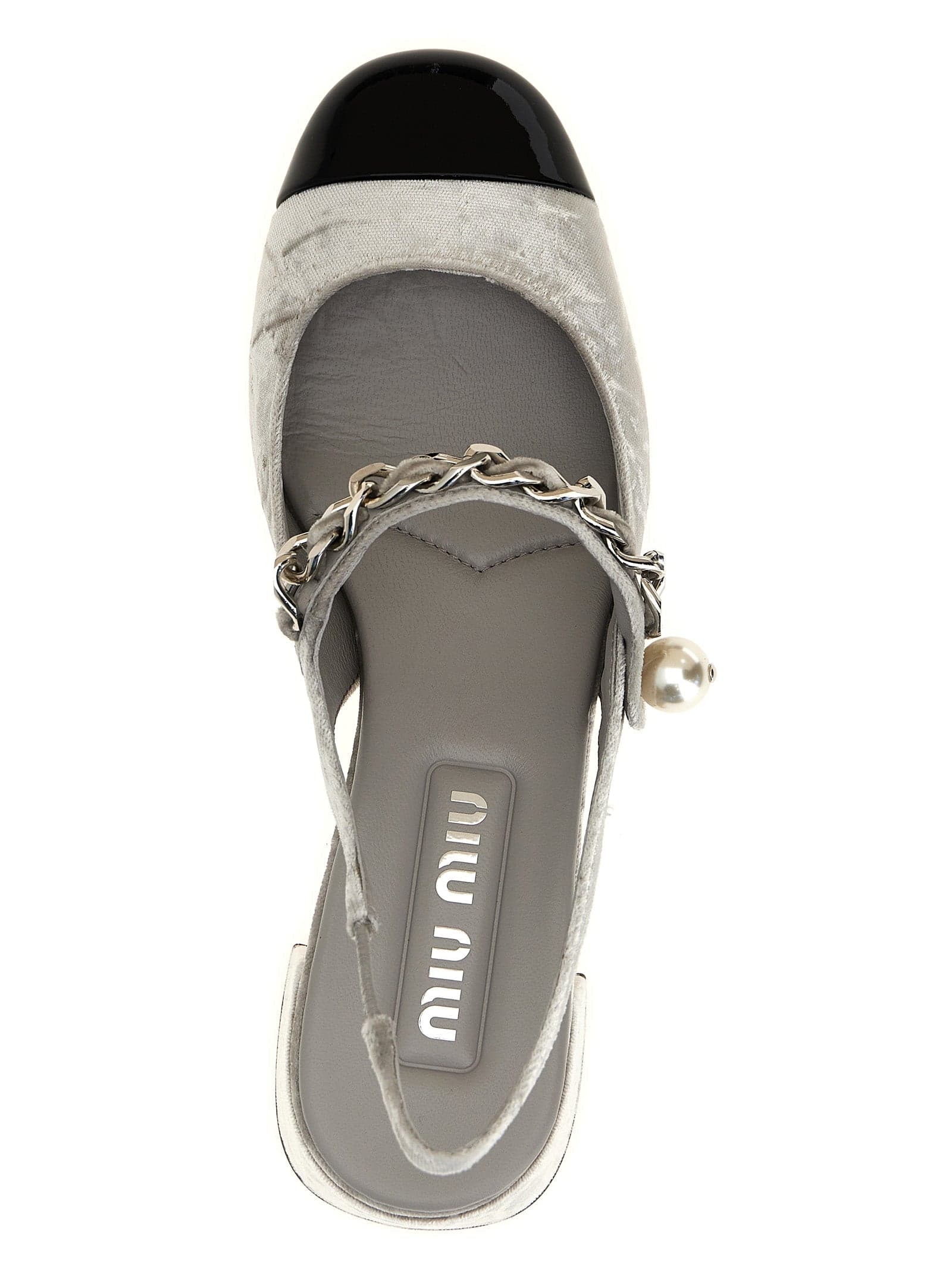 Miu Miu Silver Calfskin Mid Heel Pumps - 4