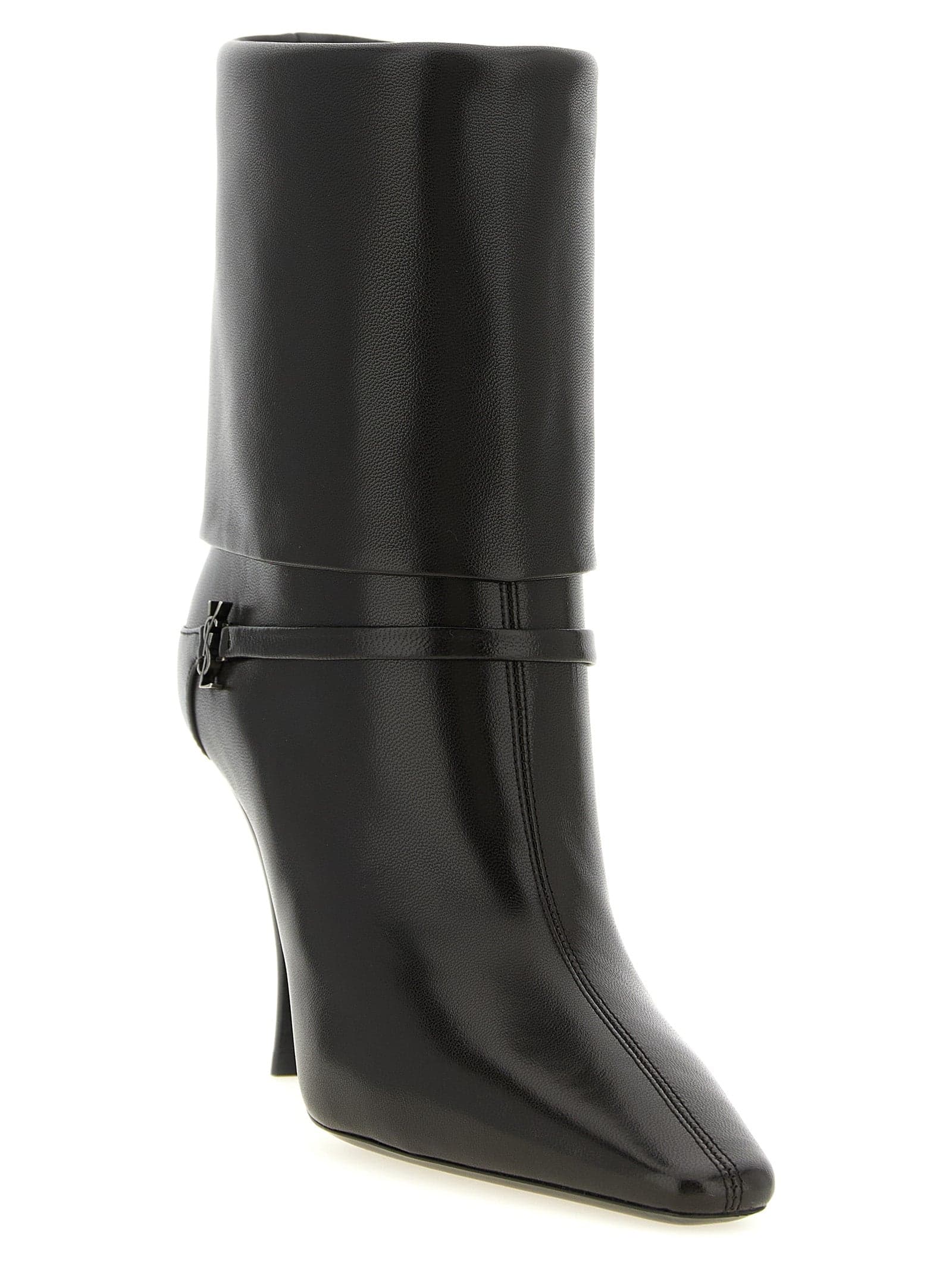 Saint Laurent Brown Lamb Leather Ankle Boots - 2