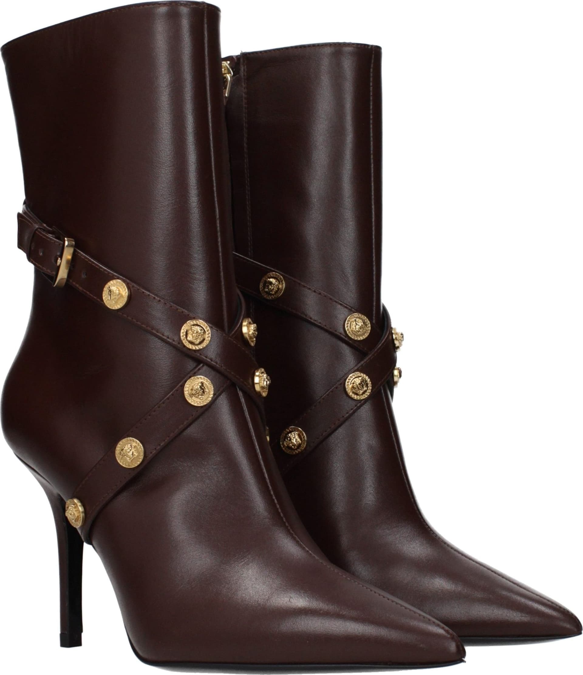 Versace Brown Leather Ankle Boots - 2