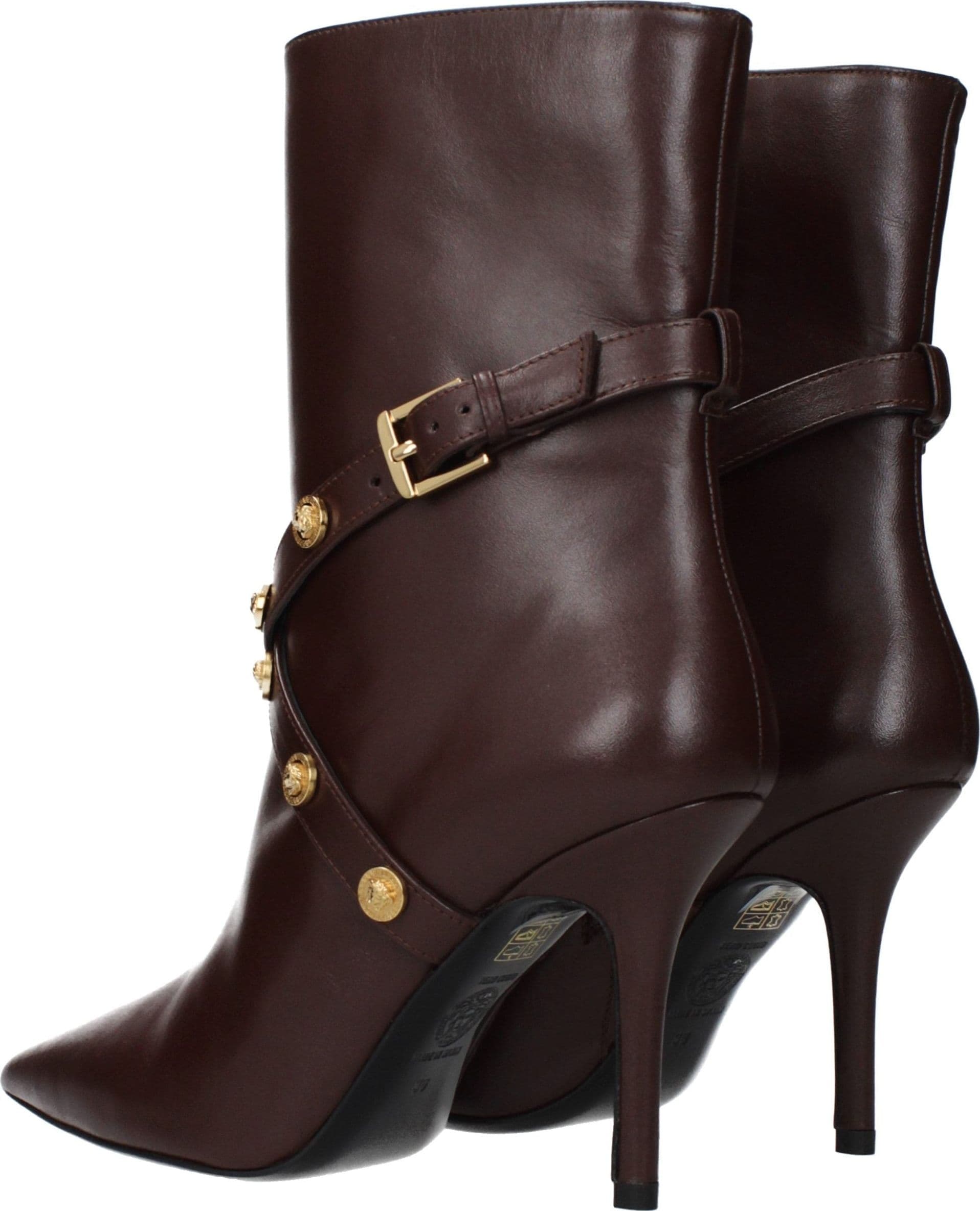 Versace Brown Leather Ankle Boots - 4