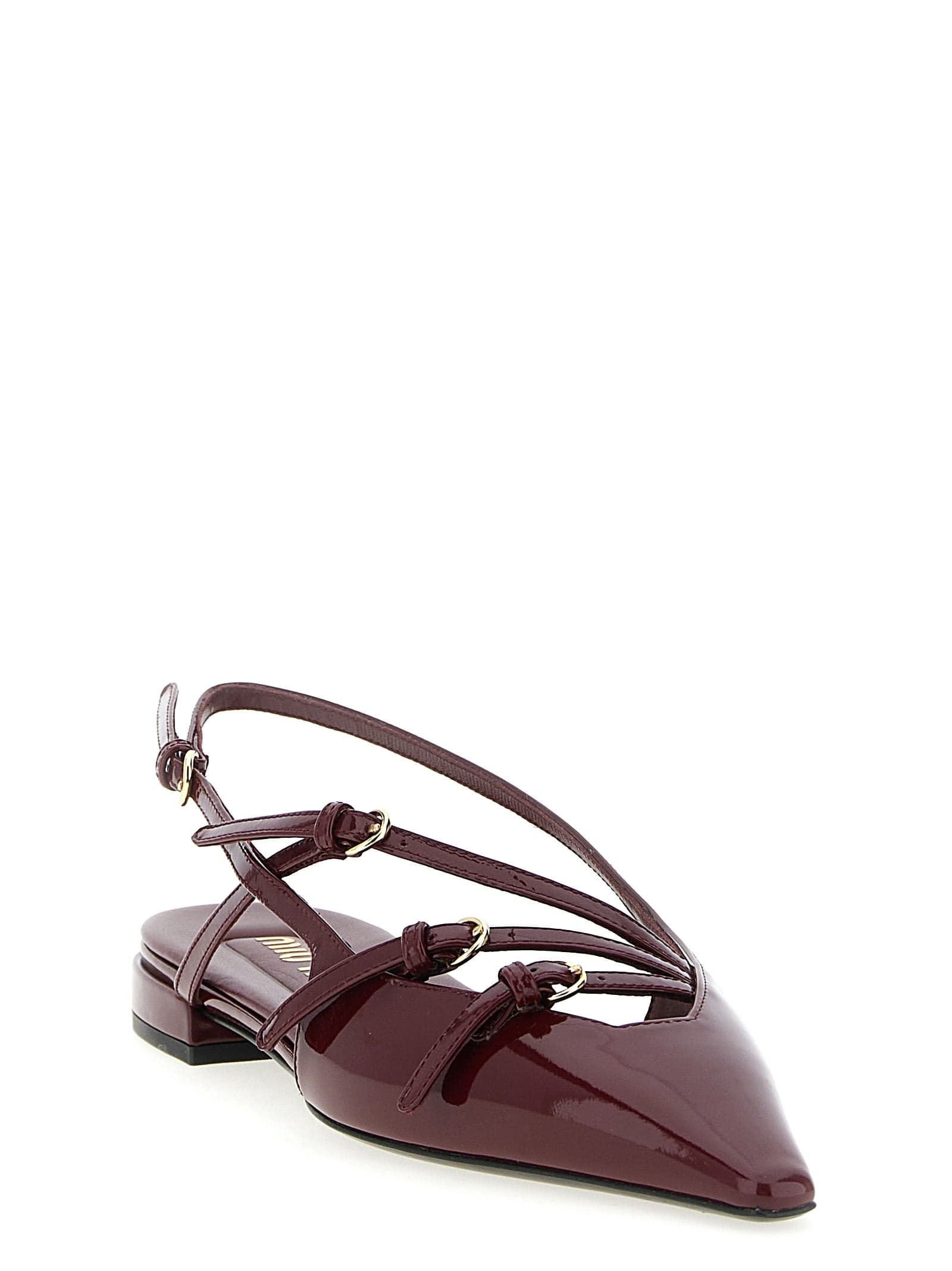 Miu Miu Bordeaux Calfskin Ballet Flats - 2