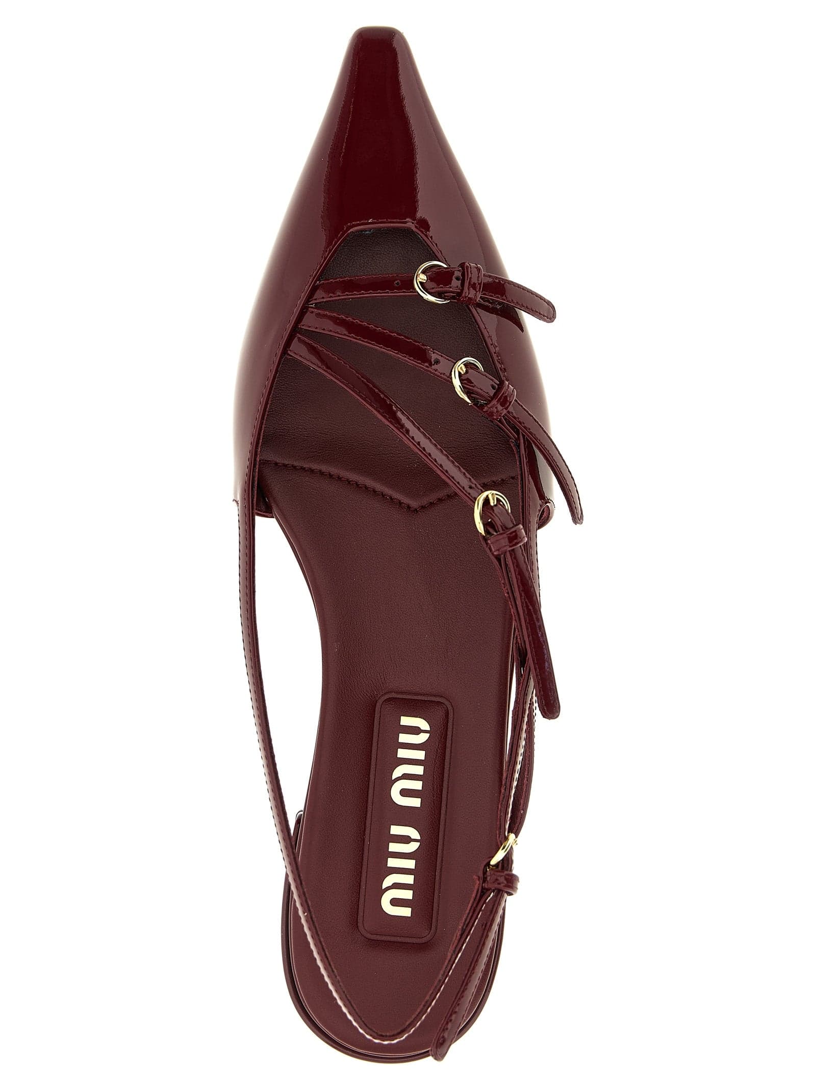 Miu Miu Bordeaux Calfskin Ballet Flats - 4