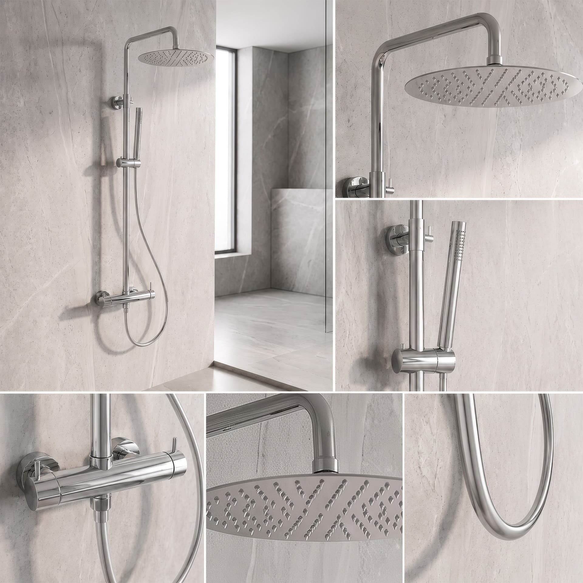 Colonna doccia cromata con miscelatore - soffione da 25cm - doccetta inox FLEX - 2