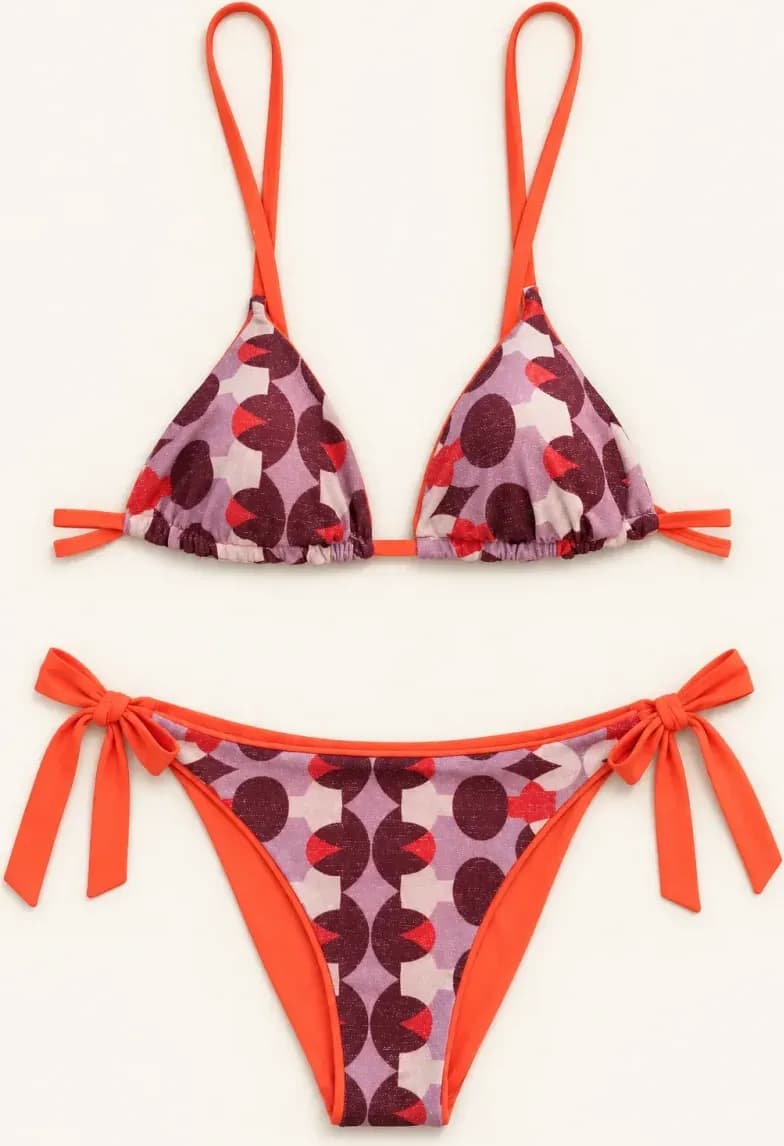 Bikini triangolo e slip annodato fantasia geometrica | JUSTMINE - 4