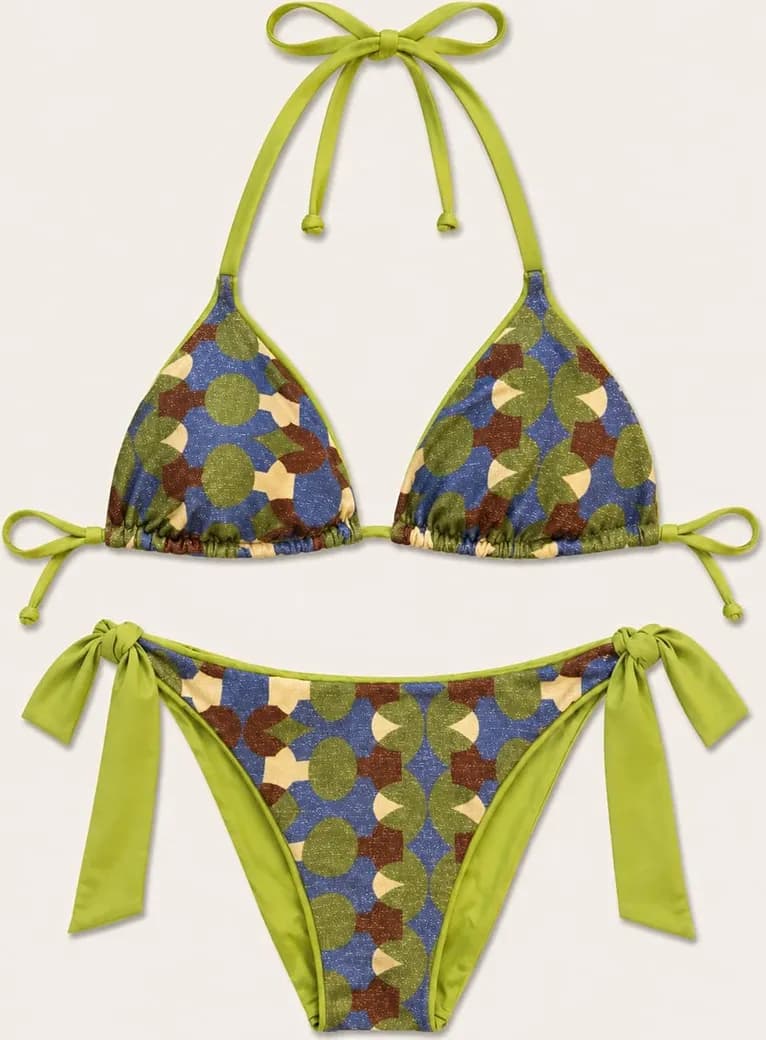 Bikini triangolo e slip annodato fantasia geometrica | JUSTMINE - 5