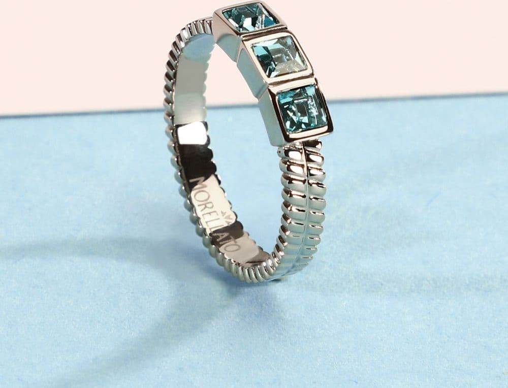 Anello Morellato Gioia Donna Acciaio Cristalli Azzurri (SAVY38) - 4