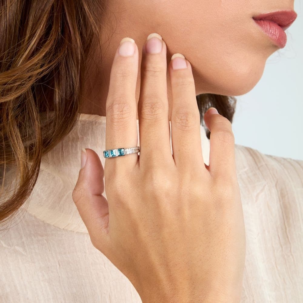 Anello Morellato Gioia Donna Acciaio Cristalli Azzurri (SAVY38) - 6