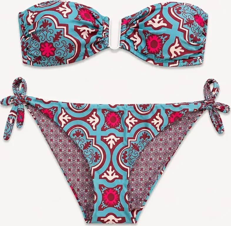 Bikini fascia e slip annodato fantasia barocca | JUSTMINE - 3