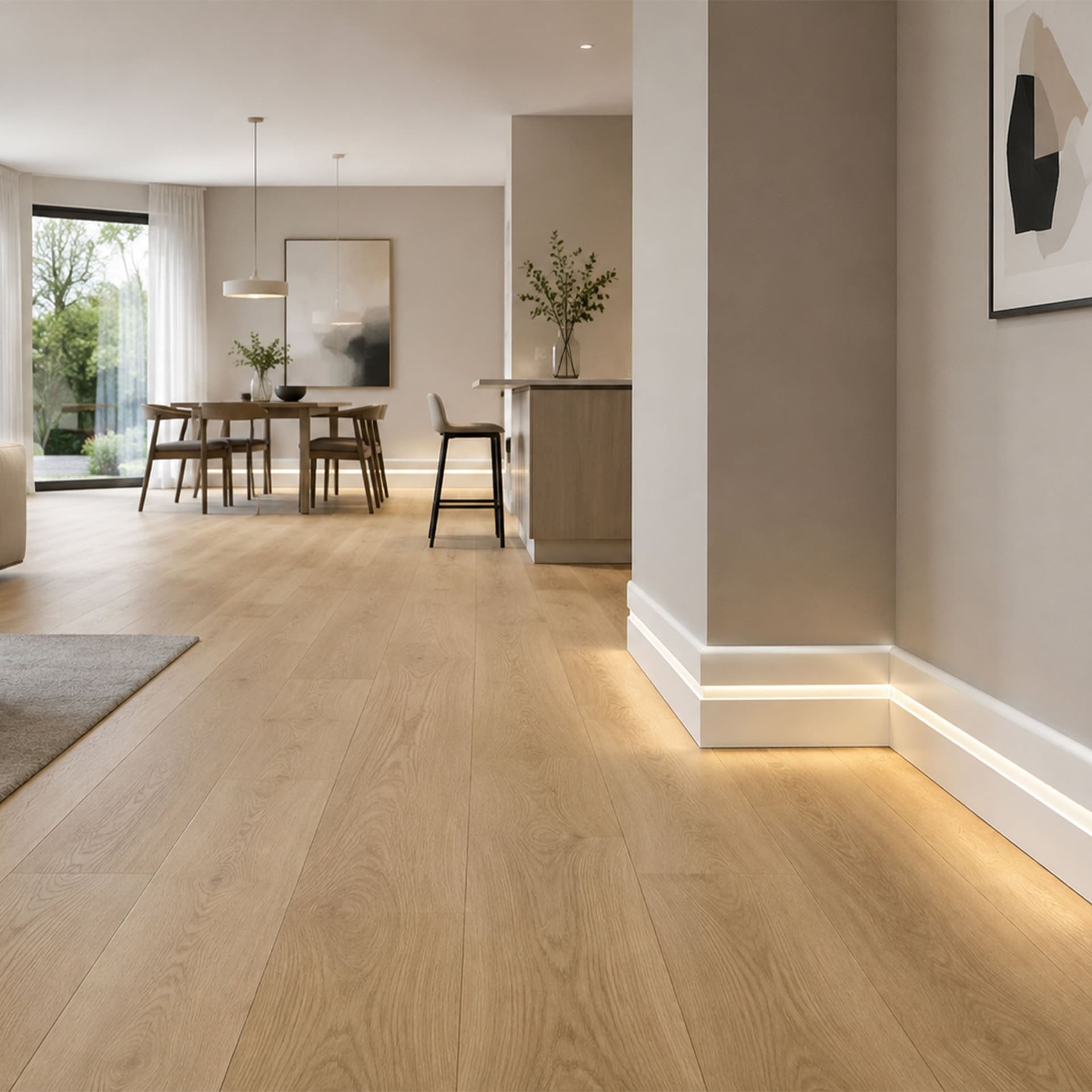 BATTISCOPA con incasso LED in FIBRA DI LEGNO col. BIANCO 80x15 Parquet, Laminati, SPC, LVT (prezzo al metro) - 2