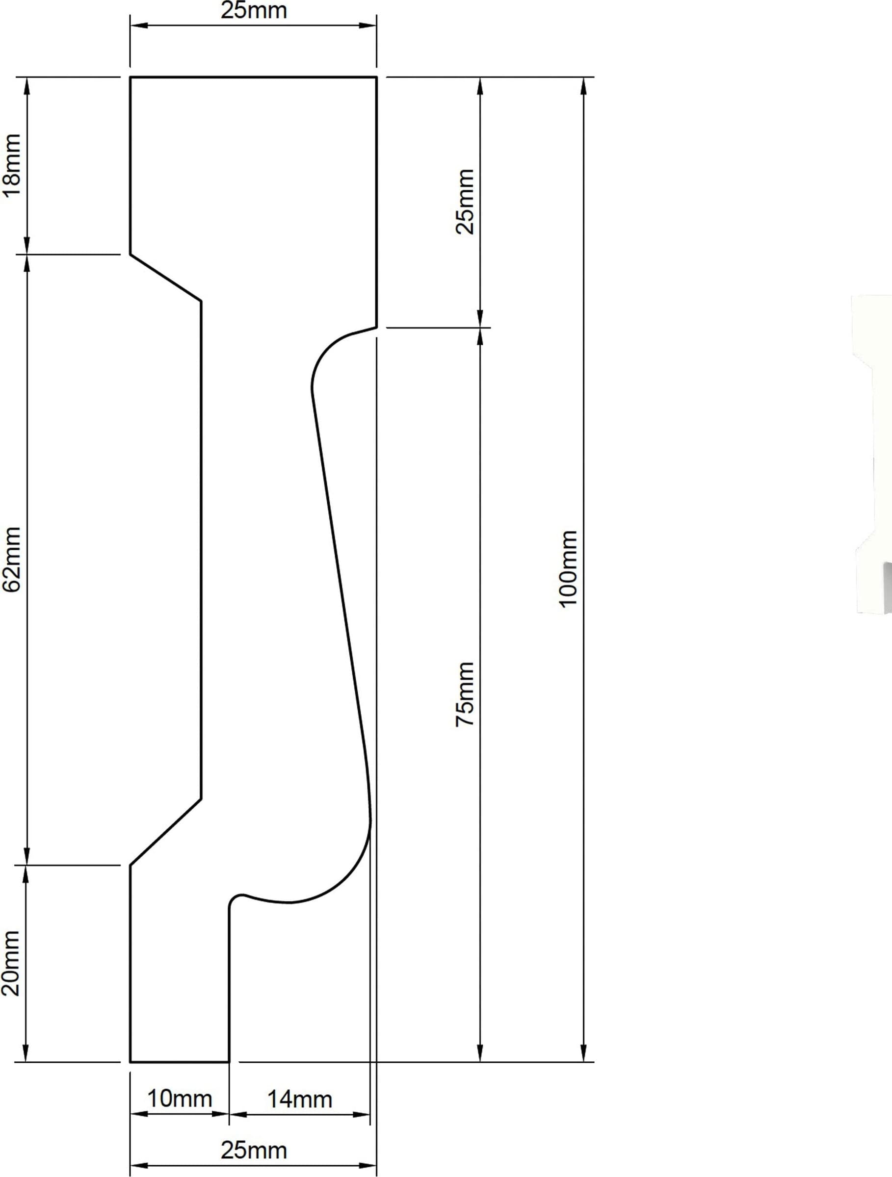 Cornice - profilo - battiscopa per ESTERNO Decorest in polistrutturato inscalfibile 100x25mm (prezzo al metro) - 3