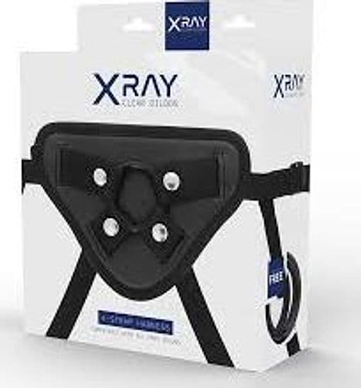 XRAY Imbracatura Strap On Regolabile 4 Cinghie 3 Anelli Silicone Harness Nero - 2