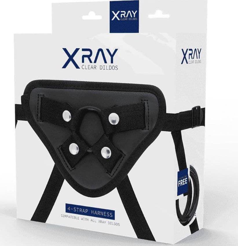 XRAY Imbracatura Strap On Regolabile 4 Cinghie 3 Anelli Silicone Harness Nero - 8