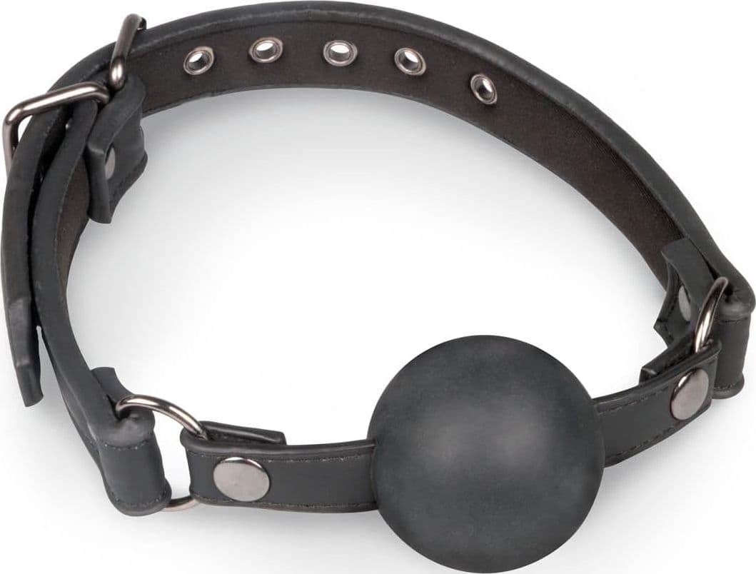 Morso Bondage Ball Gag BDSM Bavaglio Sfera Silicone 4cm Cinghia Regolabile Nero - 2