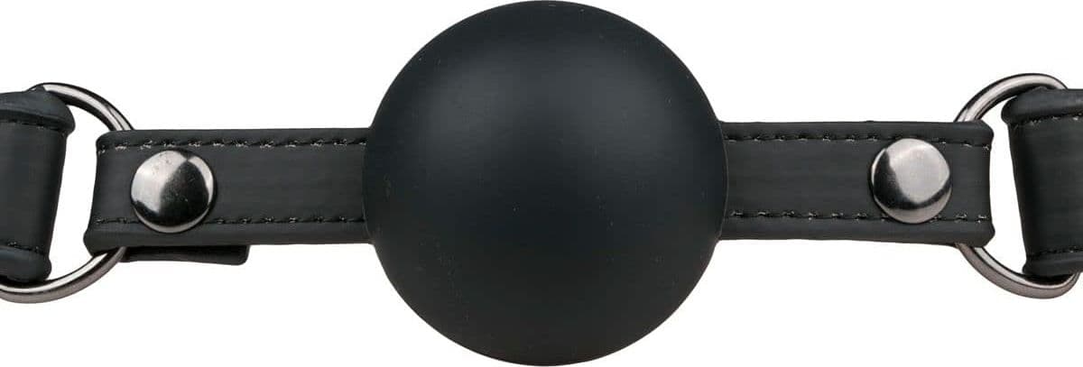 Morso Bondage Ball Gag BDSM Bavaglio Sfera Silicone 4cm Cinghia Regolabile Nero - 3