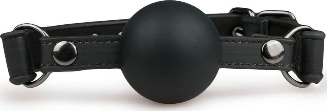 Morso Bondage Ball Gag BDSM Bavaglio Sfera Silicone 4cm Cinghia Regolabile Nero - 5