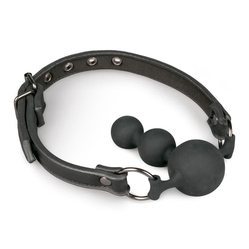 Morso Bondage Triple Ball Gag BDSM Bavaglio SferE Silicone Regolabile Nero - 2