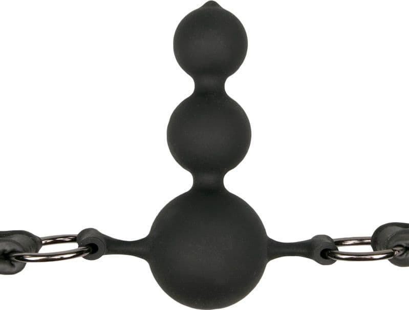 Morso Bondage Triple Ball Gag BDSM Bavaglio SferE Silicone Regolabile Nero - 3