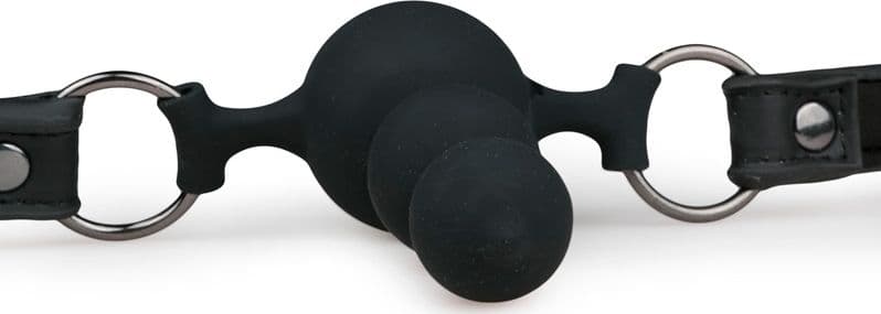 Morso Bondage Triple Ball Gag BDSM Bavaglio SferE Silicone Regolabile Nero - 5