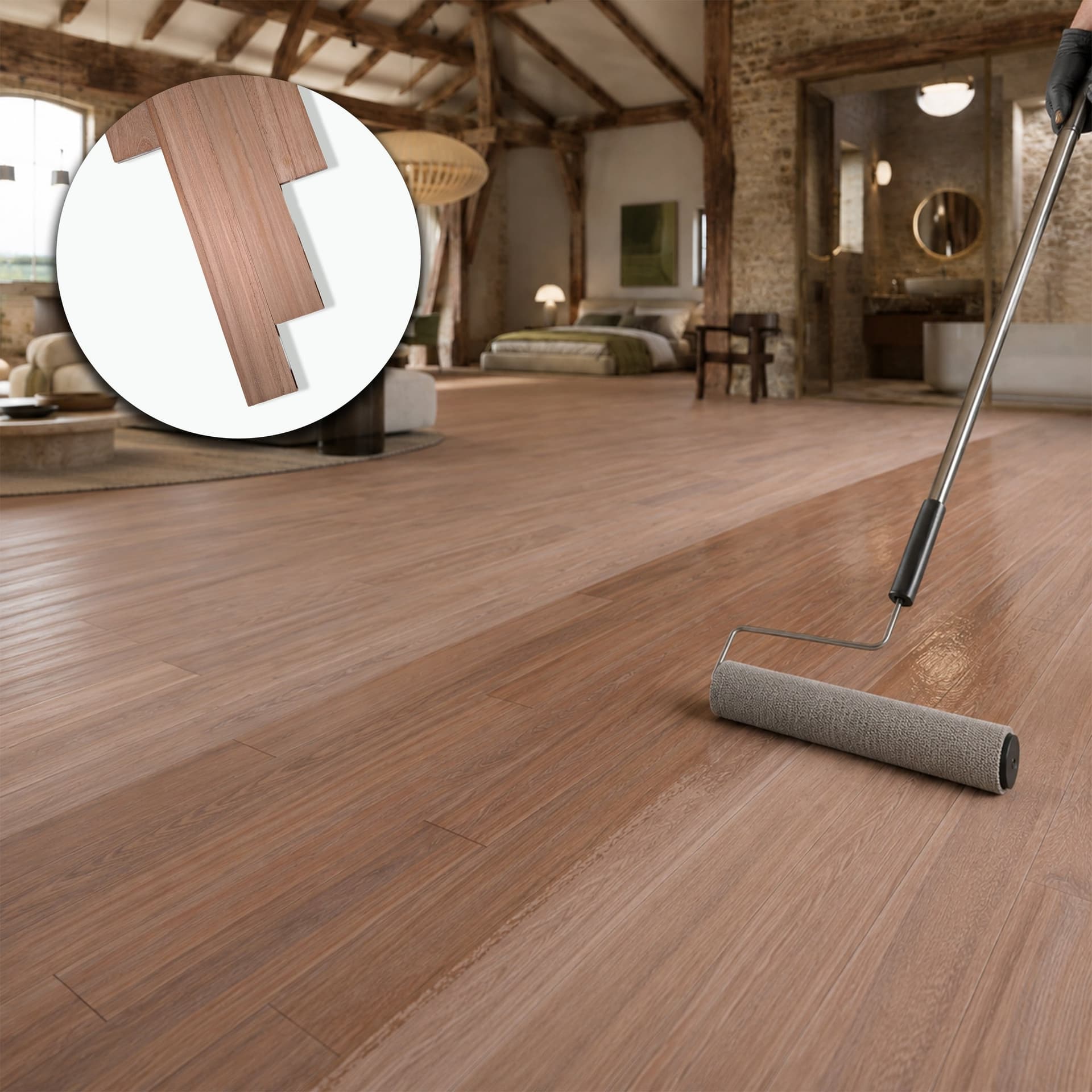 Parquet Prefinito in Doussié Select Garbelotto Prelevigato Grezzo 14x90x800/1400 mm – Lotto 36 mq - 2