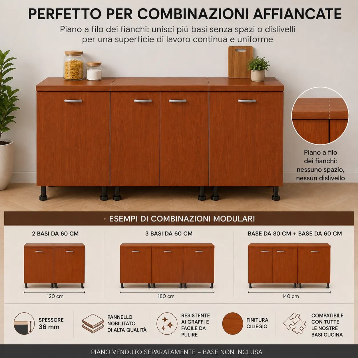Piano Ciliegio – Top Nobilitato per Mobili e Basi - 6