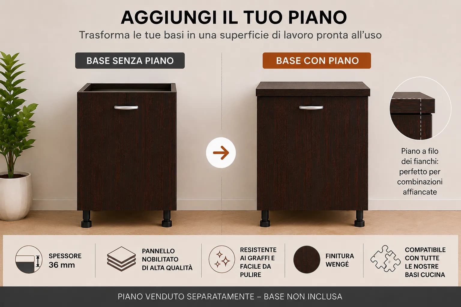 Piano Wenge – Top Nobilitato per Mobili e Basi - 4