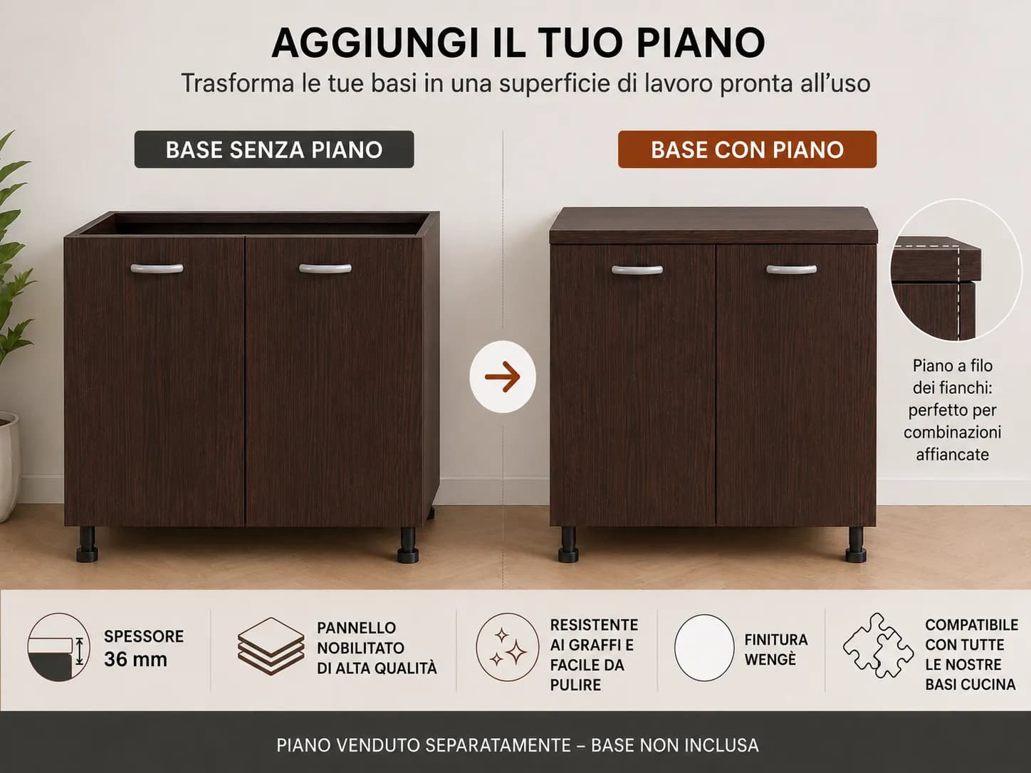 Piano Wenge – Top Nobilitato per Mobili e Basi - 5