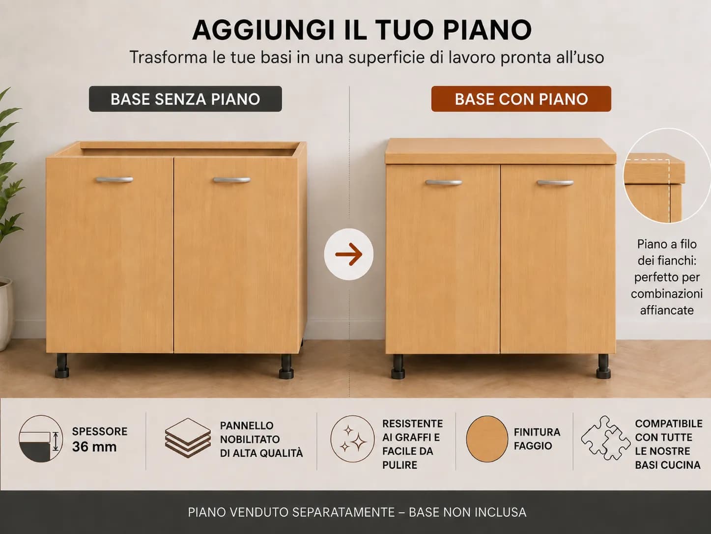 Piano Faggio – Top Nobilitato per Mobili e Basi - 4
