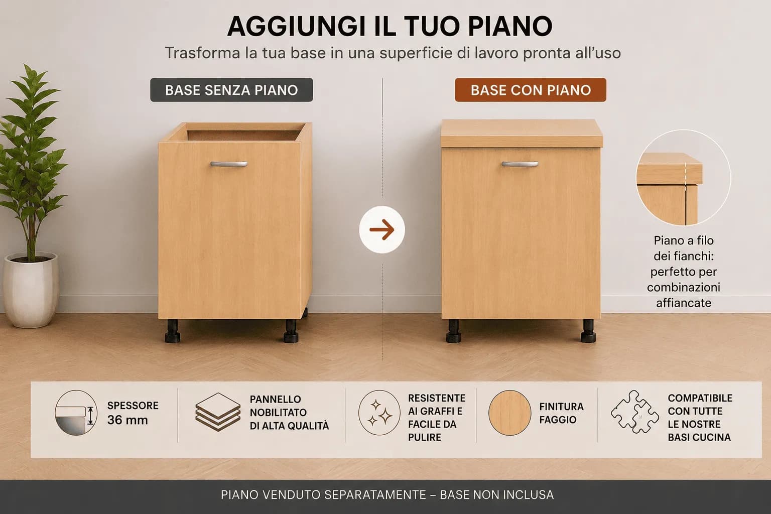 Piano Faggio – Top Nobilitato per Mobili e Basi - 5