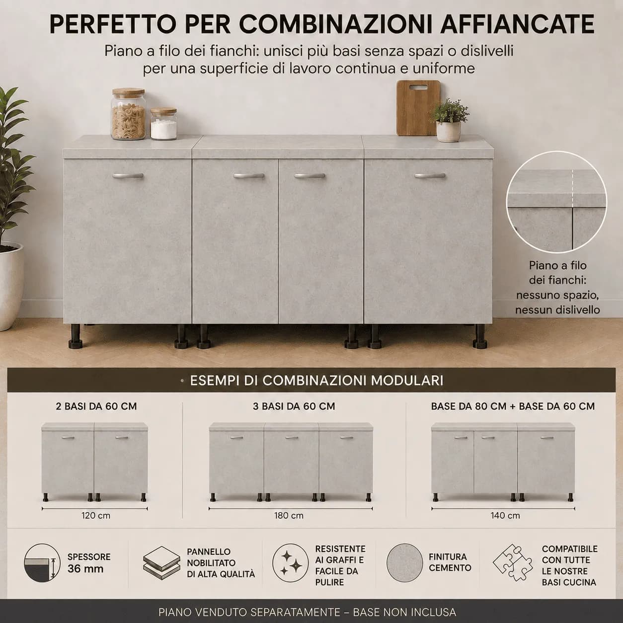 Piano Cemento  – Top Nobilitato per Mobili e Basi - 6