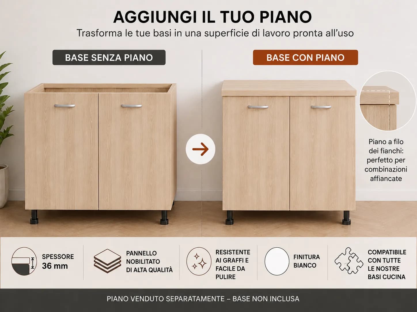 Piano Rovere – Top Nobilitato per Mobili e Basi - 5