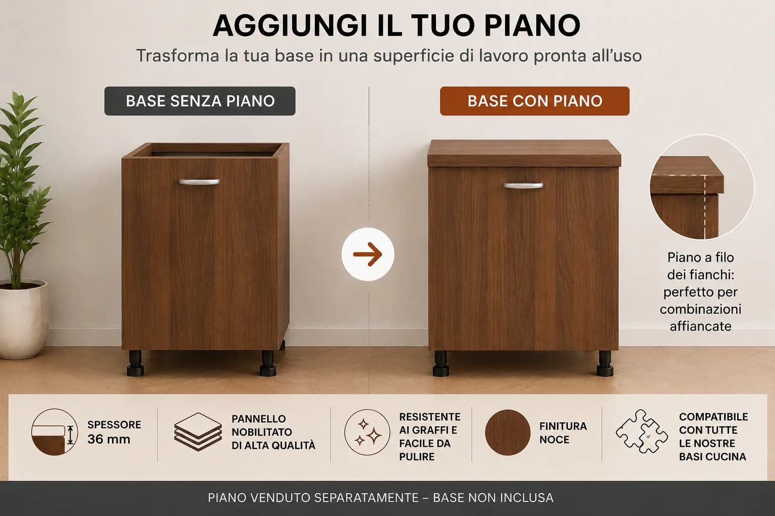 Piano Noce – Top Nobilitato per Mobili e Basi - 4