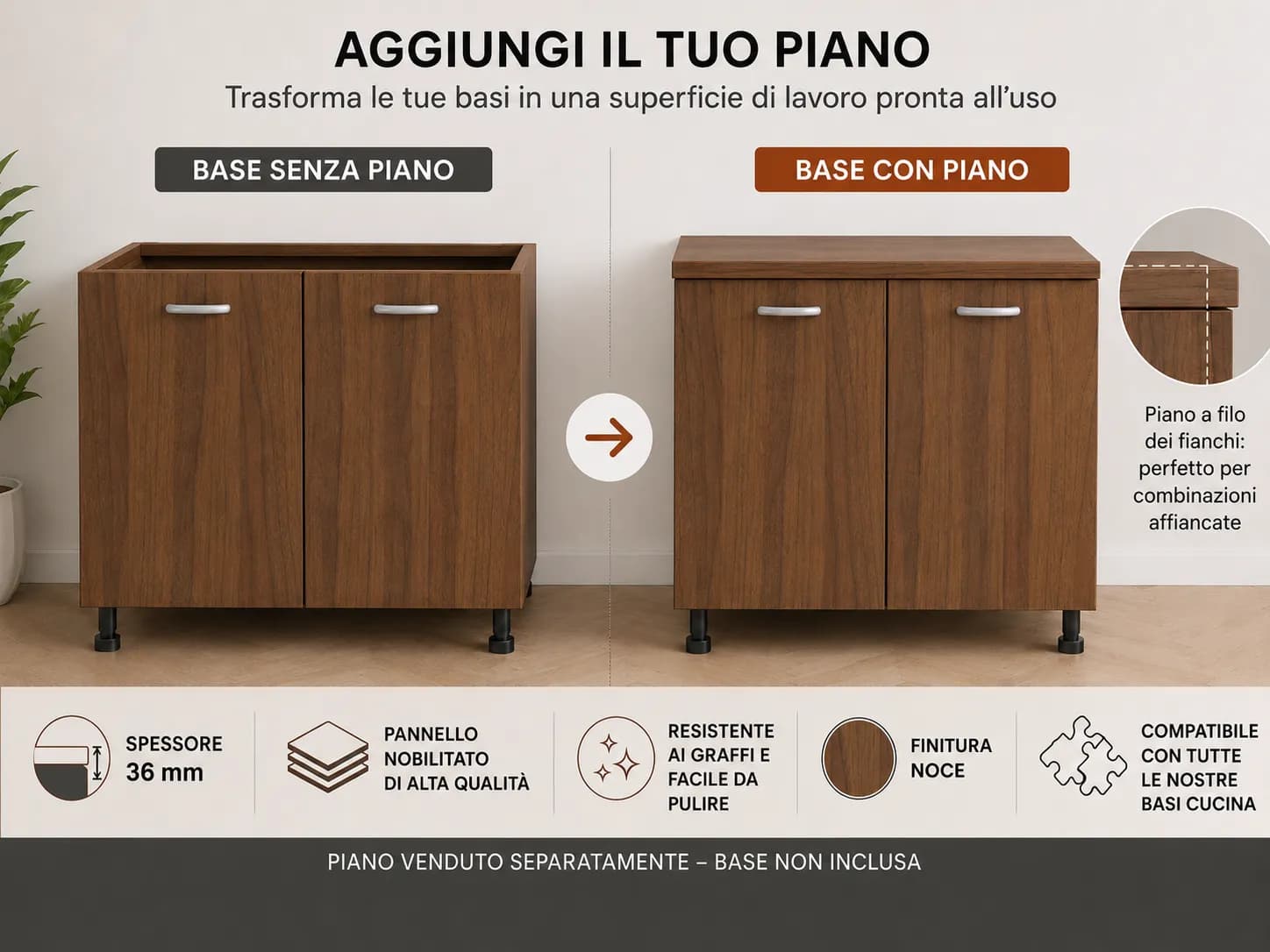 Piano Noce – Top Nobilitato per Mobili e Basi - 5