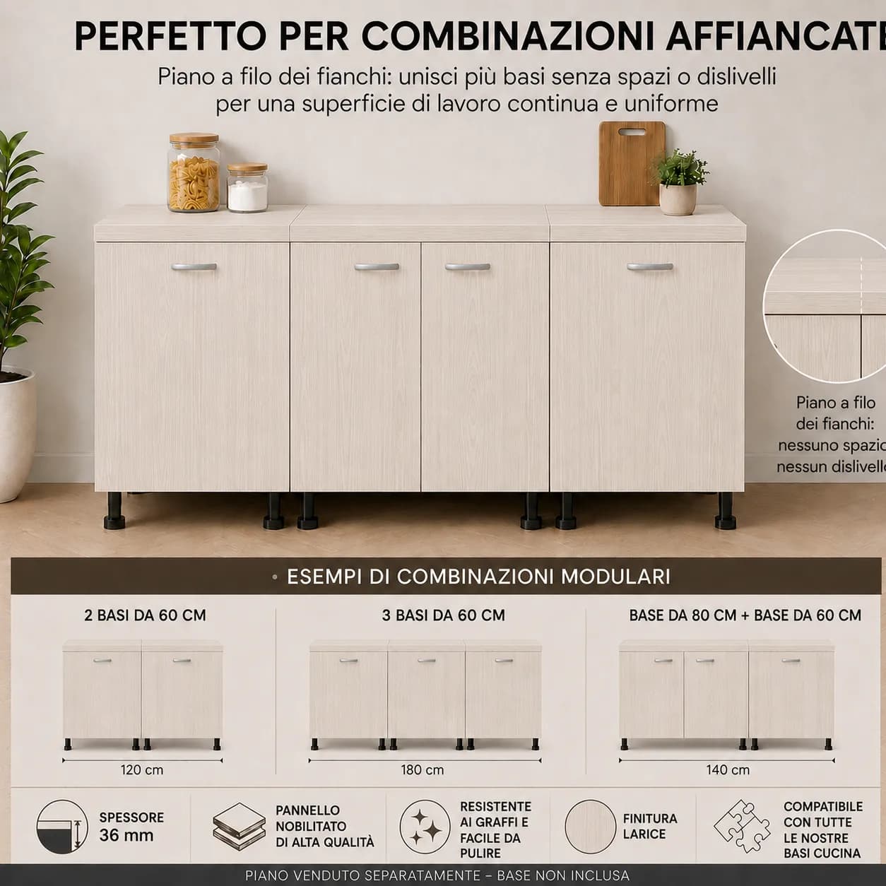 Piano Larice Bianco – Top Nobilitato per Mobili e Basi - 6