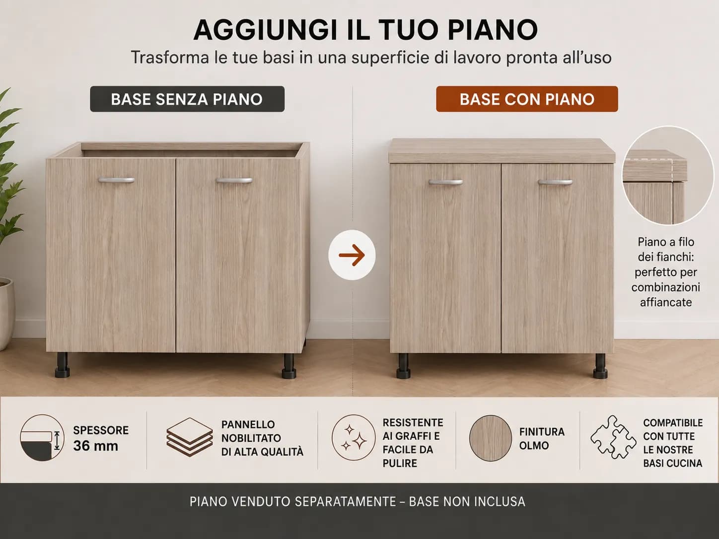 Piano Olmo – Top Nobilitato per Mobili e Basi - 5