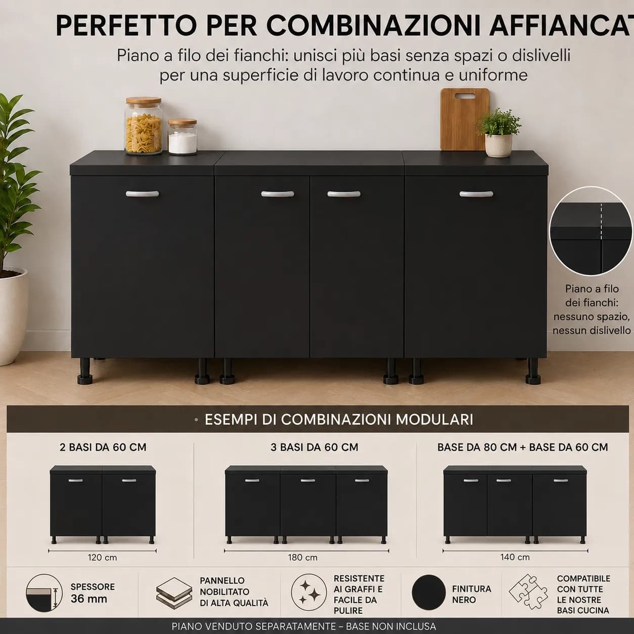 Piano Nero – Top Nobilitato per Mobili e Basi - 6