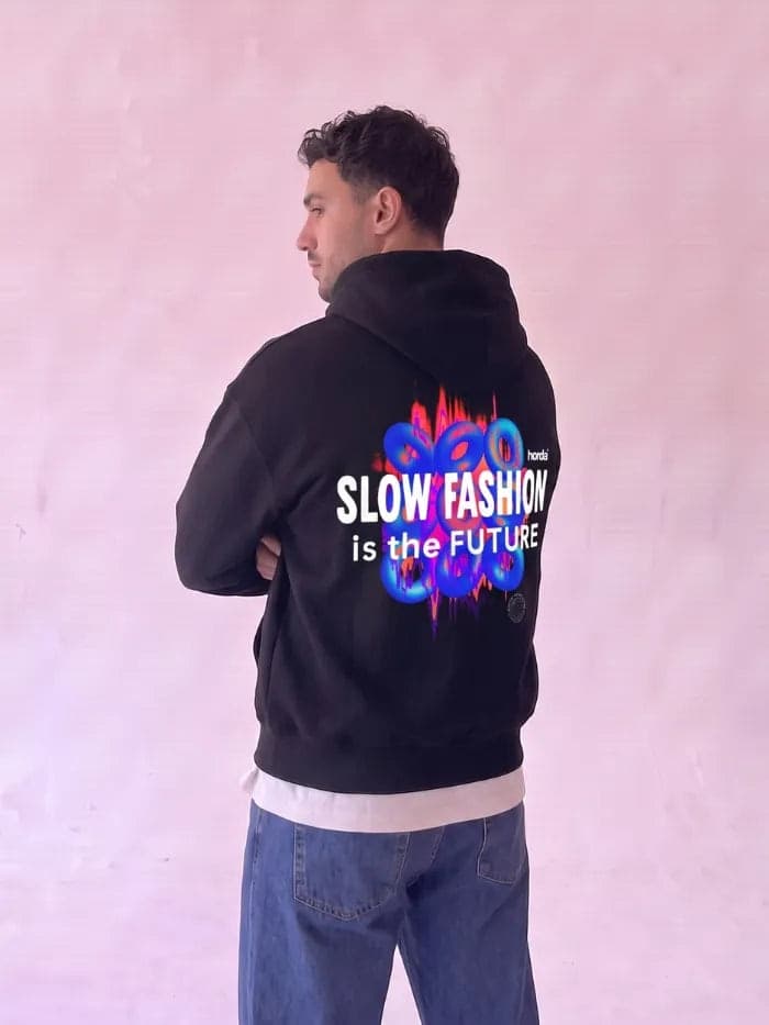 Felpa Slow Fashion Nera 330g Boxy Fit | Horda Made in Italy - 2