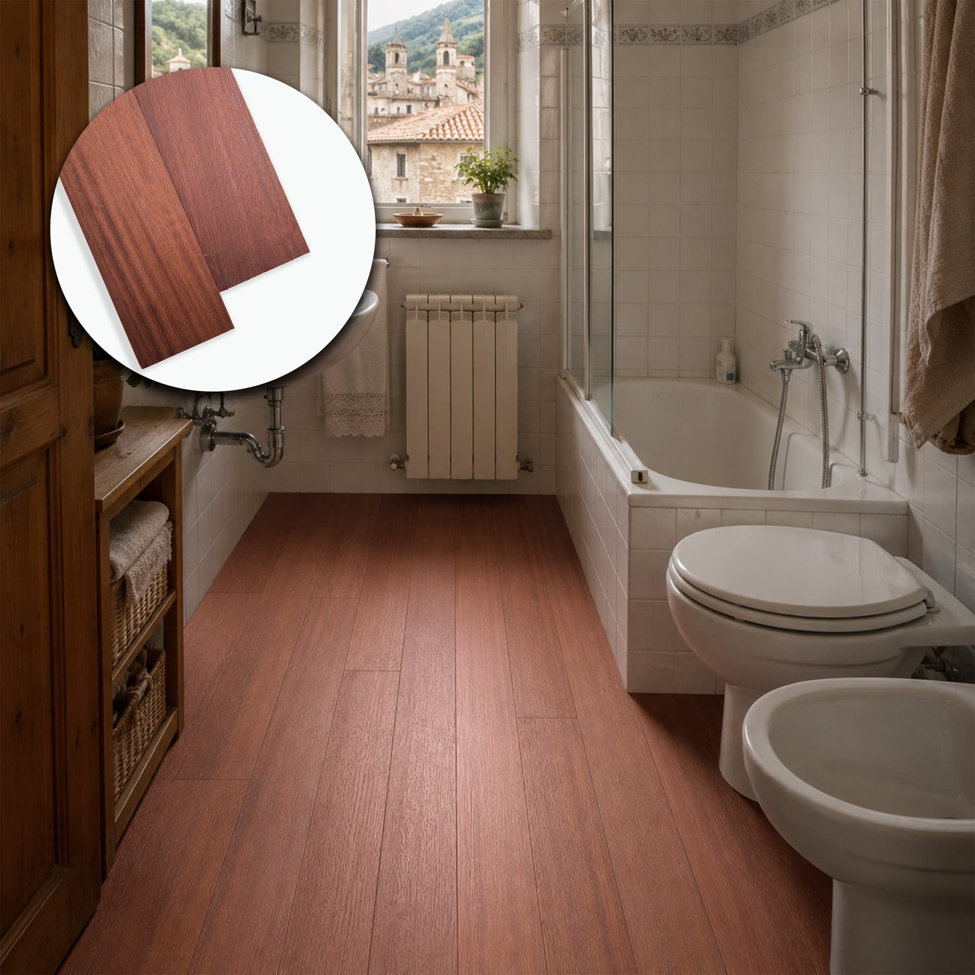 Parquet Prefinito in Iroko Garbelotto Spazzolato Verniciato Effetto Cera Senza Bisello 10x150x800/1300 mm – Lotto 12 mq - 2