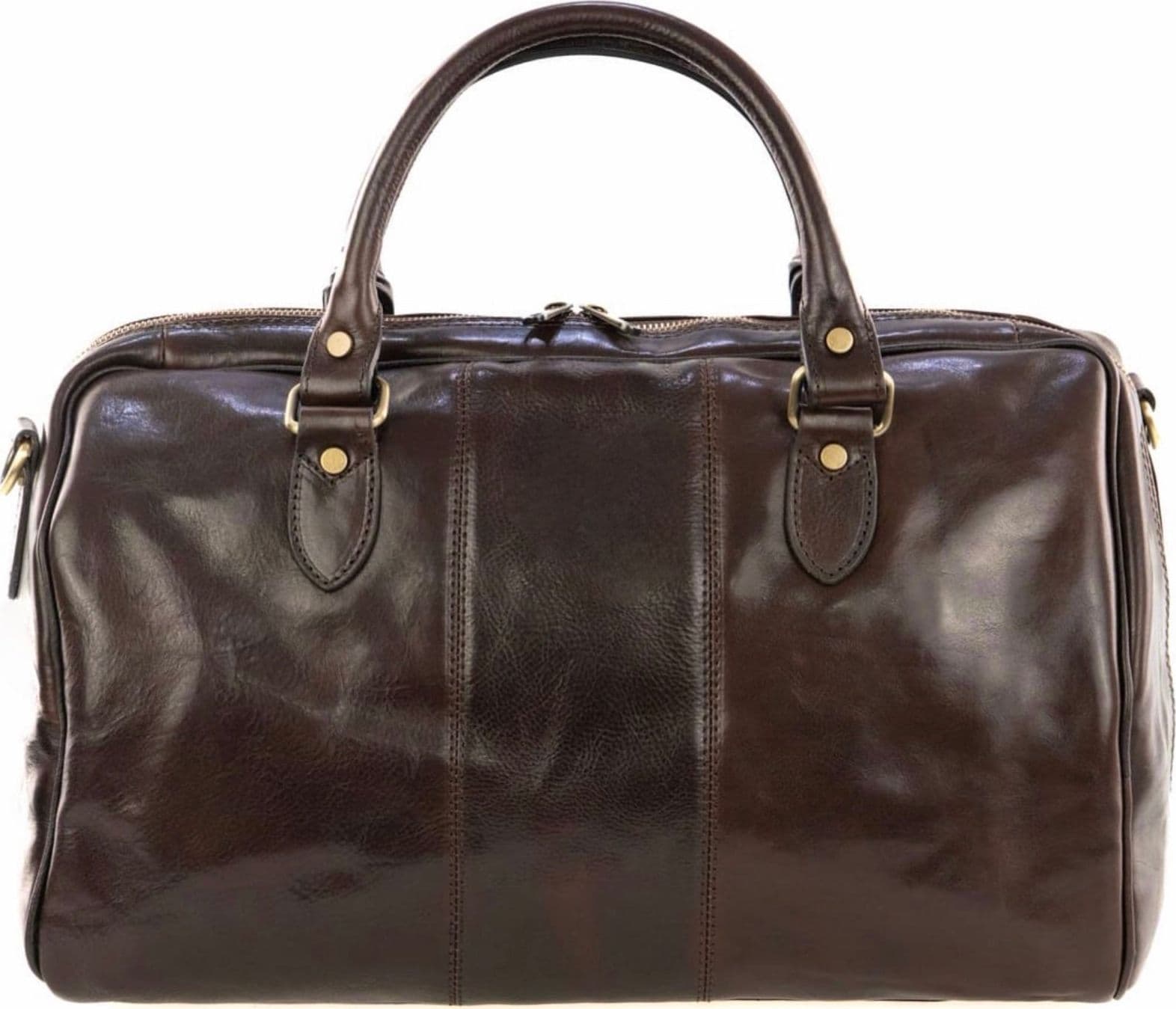 Modarno Borsone viaggio in pelle da uomo e donna borsa viaggio e borsa sport tinta unita in Vera Pelle Made in Italy - 3