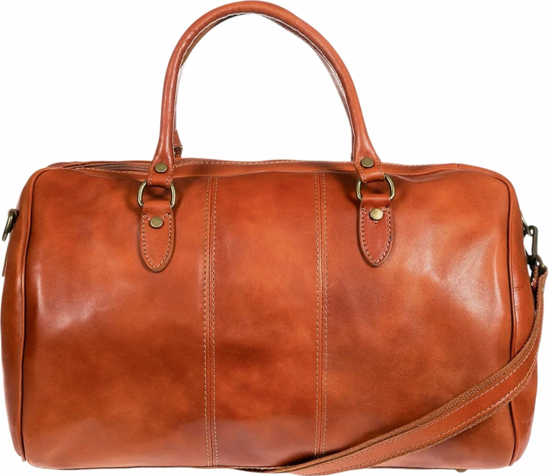 Modarno Borsone viaggio in pelle da uomo e donna borsa viaggio e borsa sport tinta unita in Vera Pelle Made in Italy - 4