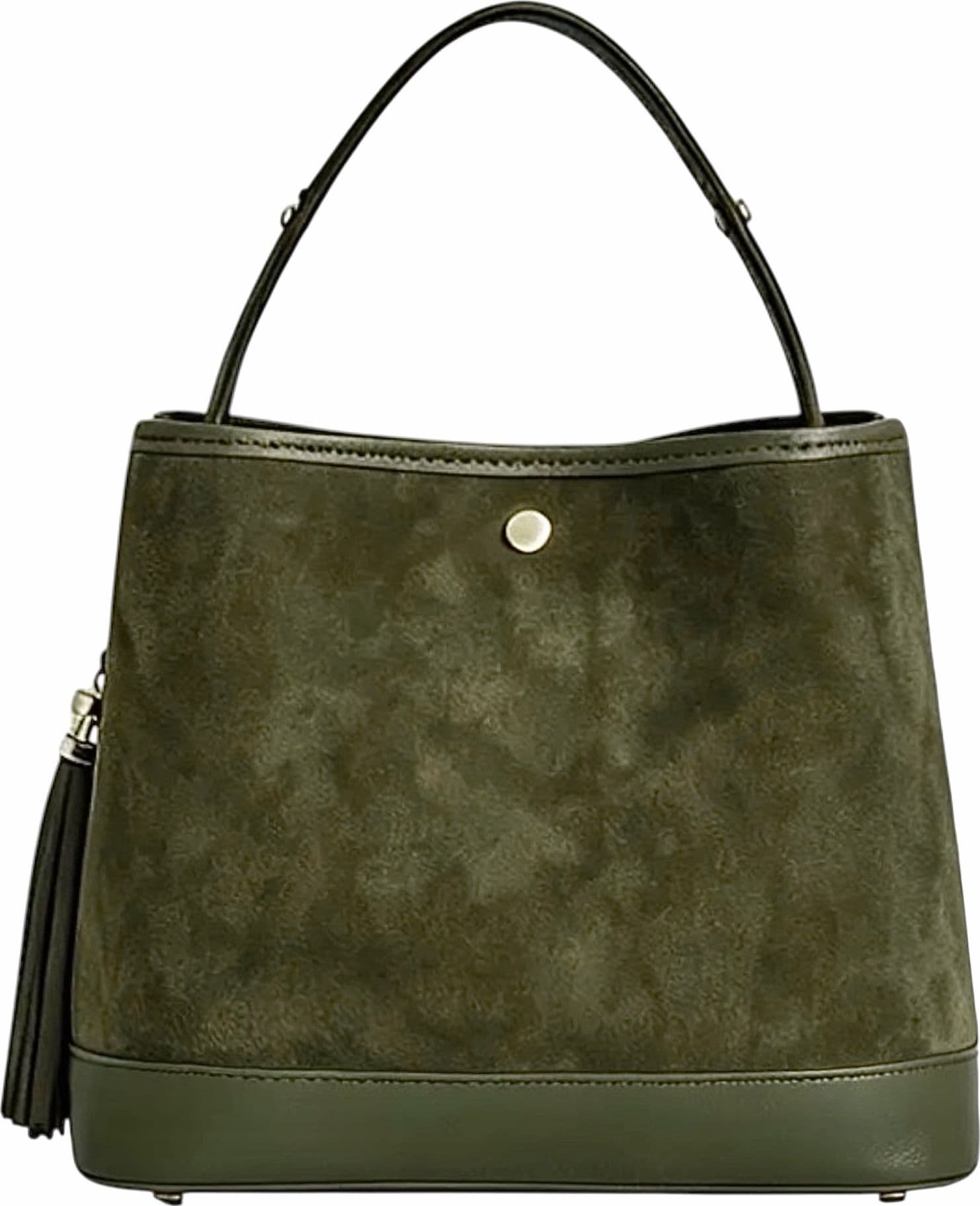 Modarno Borsa Secchiello Grande in camoscio con dettagli in vera pelle 25x14x23 cm - 11