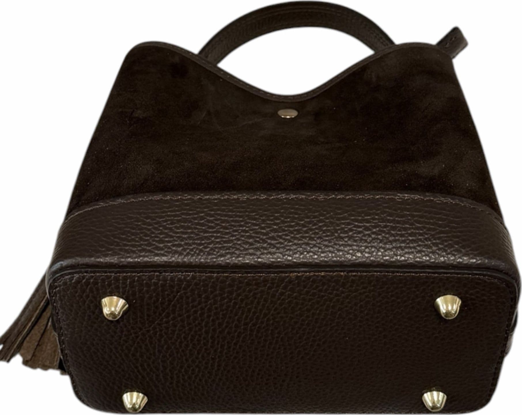 Modarno Borsa Secchiello Grande in camoscio con dettagli in vera pelle 25x14x23 cm - 5
