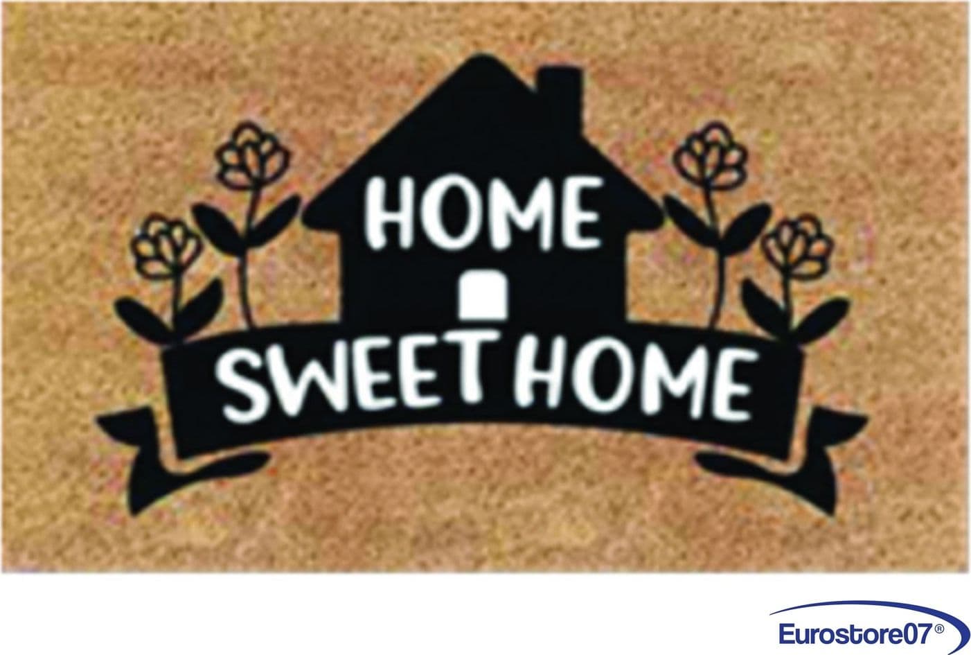 Zerbino cocco home sweet home" con casetta  mm.15 fondo pvc antiscivolo cm.40x70