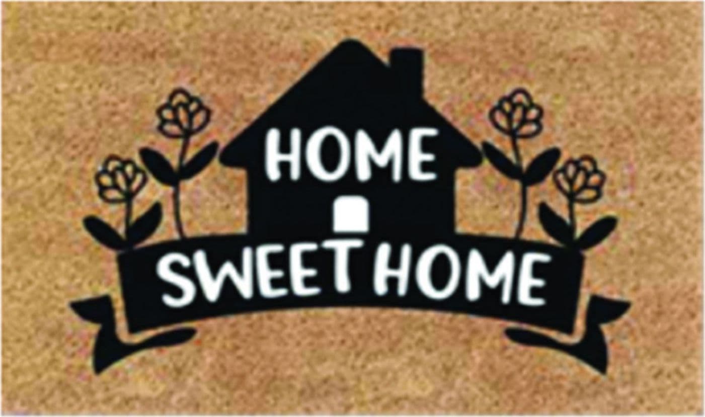 Zerbino cocco home sweet home" con casetta  mm.15 fondo pvc antiscivolo cm.40x70 - 4