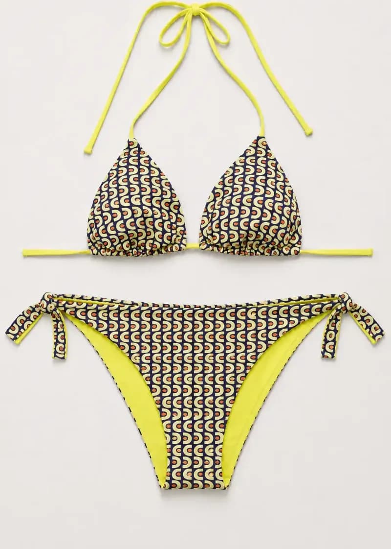 Bikini triangolo e slip annodato fantasia geometrica | JUSTMINE - 2