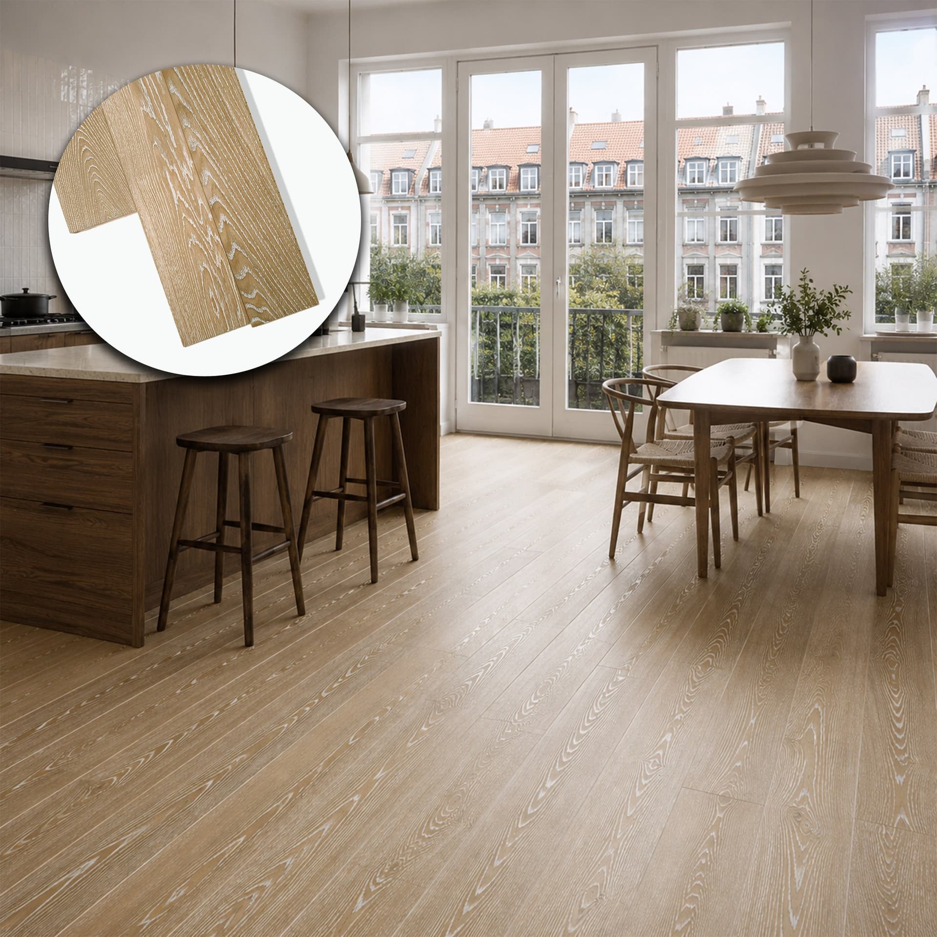 Parquet Prefinito in Rovere Decapato Bianco Garbelotto Spazzolato Verniciato Senza Bisello 14x190x1600/1990 mm – Lotto 26 mq - 2