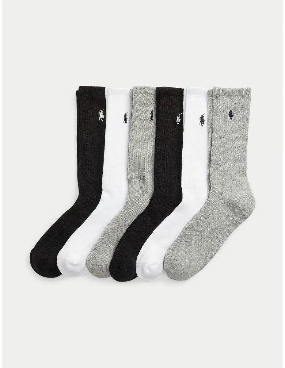 Calze Ralph Lauren ! Sei paia di calze sportive Bianche-Nere-Grigio