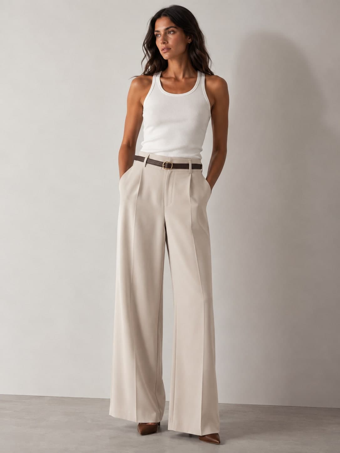PANTALONI PALAZZO CON CINTURA - 4