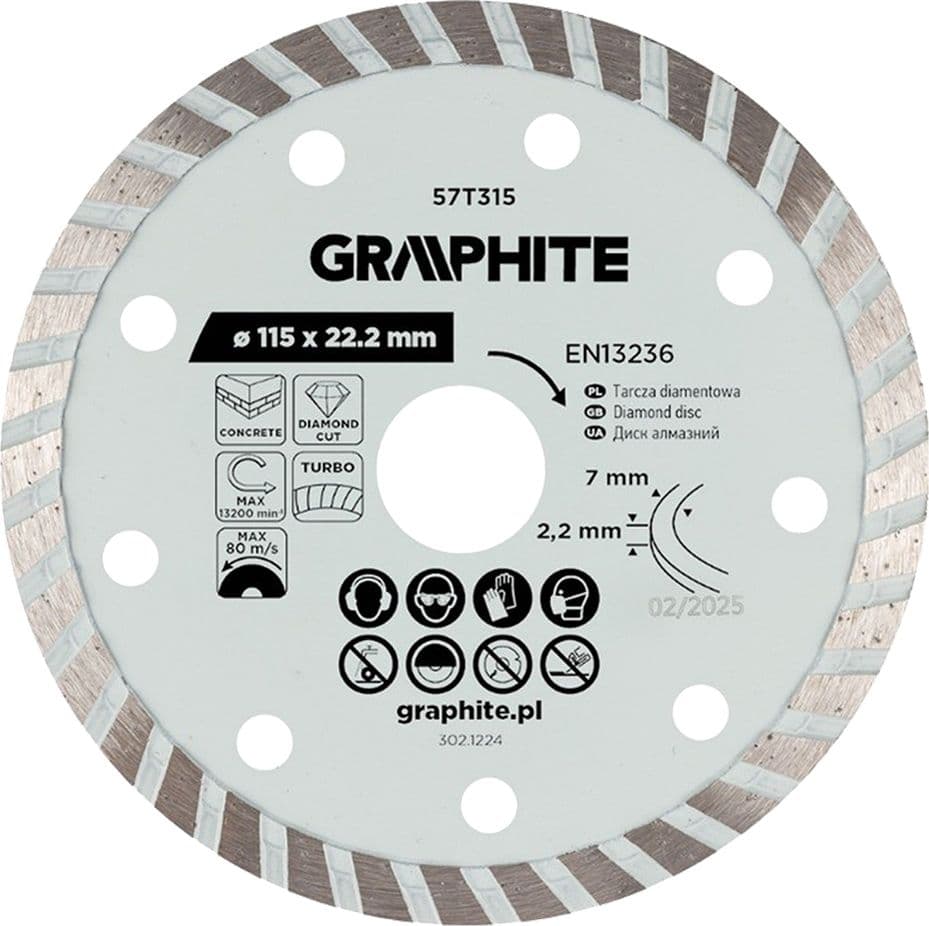 DISCO DIAMANTATO Ø 115 mm - foro 22,2 mm  - GRAPHITE