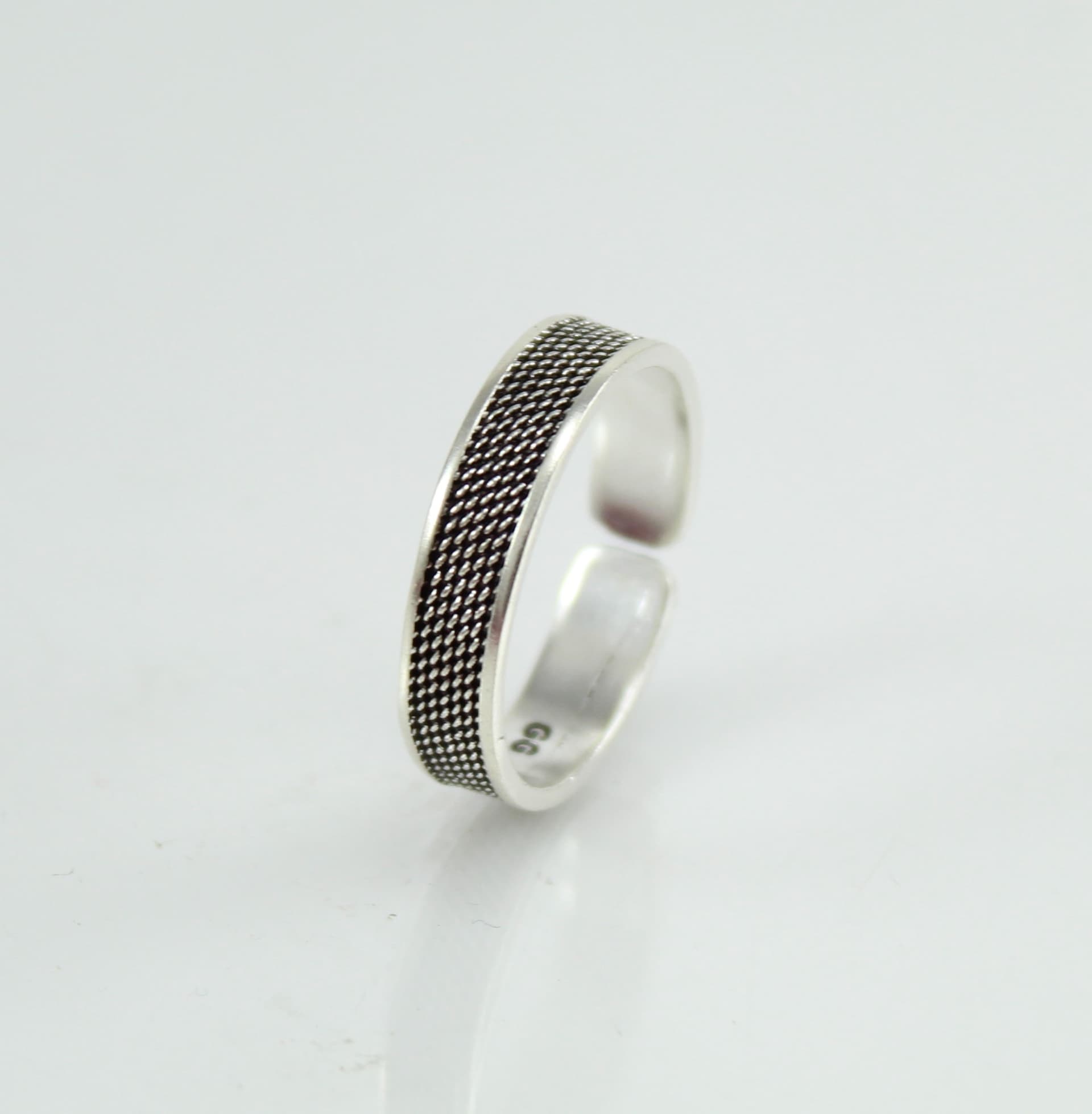 Anello Uomo Fascia Filigrana Argento Brunito Regolabile 5 mm