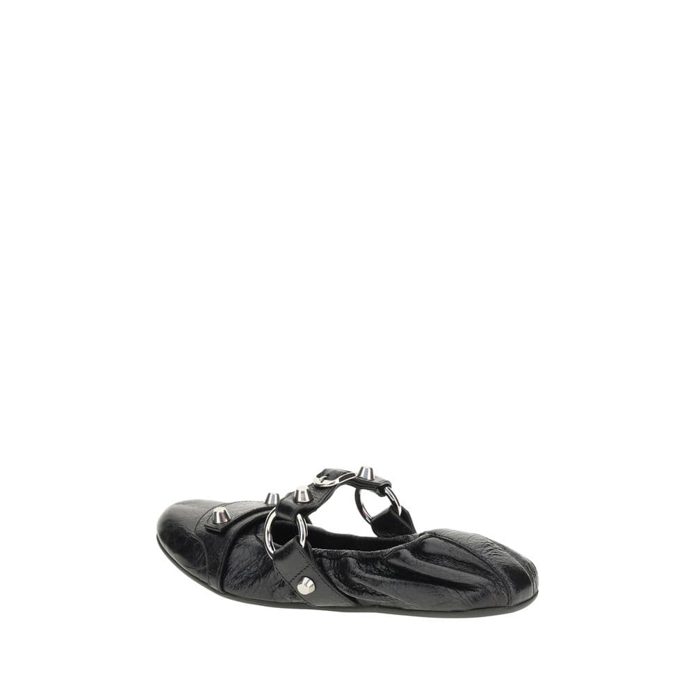 Balenciaga Black Calf Leather Bos Taurus Ballet Flats - 3